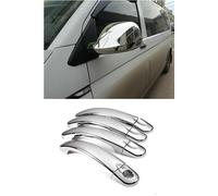 Boa Line Auto - Coque de rétroviseur en ABS chromé et poignée de porte en acier inoxydable, compatible avec VW Transporter T6 2015 +