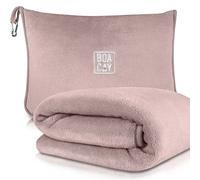 BOACAY Couverture de Voyage Douce et Chaude pour Avion et Voiture - Essentiel pour Les Longs Vols pour Femmes, Hommes, Enfants - Oreiller Compact avec Manchon pour Bagages et Clip pour Sac à Dos