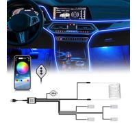 Boadw Éclairage intérieur de voiture à LED avec 4 pièces d'éclairage d'ambiance RVB pour voiture,4m de Led Strip pour voiture avec commande par touches APP、 USB Barre lumineuse musicale 5-12V