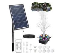 Boadw Fontaine Solaire LED avec Panneau Solaire 7W, Batterie 5000 Mah intégrée, 10 Styles de Fontaine pour Jardin, Bain d'oiseaux et étang