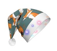 BOAIHH Chapeau de Père Noël en peluche à LED pour un magnifique imprimé renard jaune doux clignotant accessoire de fête