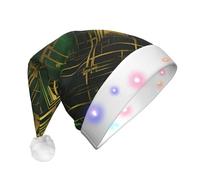 BOAIHH Chapeau de Père Noël LED en peluche pour un joli motif écossais noir et vert, accessoire de fête