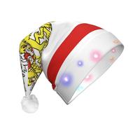 BOAIHH Chapeau de Père Noël LED en peluche pour un magnifique drapeau du Sénat de Brême Imprimé Doux Clignotant Mode Festival Accessoire de fête