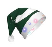 BOAIHH Chapeau de Père Noël LED en peluche pour un superbe drapeau du Pakistan Imprimé Doux Clignotant Mode Festival Accessoire de fête