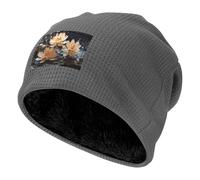 BOAIHH Chapeaux tricotés à imprimé lotus blanc bohémien - Bonnet noir doux et respirant, unisexe, accessoires polyvalents, gris, Taille unique