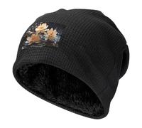BOAIHH Chapeaux tricotés à imprimé lotus blanc bohémien - Bonnet noir doux et respirant, unisexe, accessoires polyvalents, Noir , Taille unique