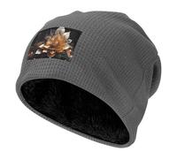 BOAIHH Chapeaux tricotés blancs délicats à imprimé fleur de lotus - Bonnet noir doux et respirant, unisexe, accessoires polyvalents, gris, Taille unique