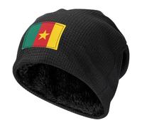 BOAIHH Chapeaux tricotés imprimés drapeau du Cameroun - Bonnet noir doux et respirant, unisexe, accessoires polyvalents, Noir , Taille unique