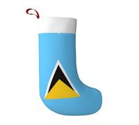 BOAIHH Chaussettes de Noël à suspendre, douces pour la peau avec imprimé drapeau de Sainte-Lucie, adaptées pour la décoration de festival