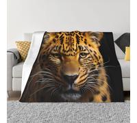 BOAIHH Couverture en flanelle douce et confortable, légère, pliable, imprimé léopard aux yeux profonds, pour la maison, le canapé, les voyages (101,6 x 76,2 cm)