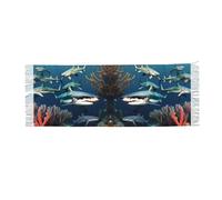 BOAIHH Écharpe à franges pour femme, 190 x 68,6 cm, châle imprimé requins exquis sous la mer avec chaleur douce et design pliable