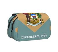 BOAIHH Flag of Delaware Trousse à stylos double coque avec impression pleine largeur Convient pour les croquis, les voyages et l'école