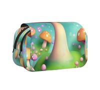BOAIHH Merveilleux Little Mushrooms Trousse à stylos double clapet Impression pleine largeur Convient pour les croquis, les voyages et l'école