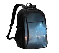 BOAIHH Misty Night Market Sac à dos grande capacité avec compartiment indépendant pour ordinateur Design soulagement de la pression