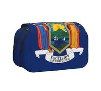 BOAIHH New York Flag Trousse à stylos double coque Impression pleine largeur Convient pour les croquis, les voyages et l'école
