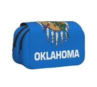 BOAIHH Oklahoma State Flag Trousse à stylos à double clapet Impression pleine largeur Convient pour les croquis, les voyages et l'école