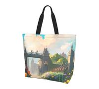 BOAIHH Outside the Castle Gate Sac à bandoulière léger pour femme Grande capacité Sac de courses à bandoulière pour un usage quotidien et le travail