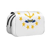 BOAIHH Rhode Island State Flag Trousse à stylos double coque Impression pleine largeur Convient pour les croquis, les voyages et l'école