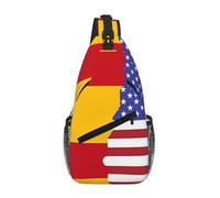 BOAIHH Sac de poitrine de grande capacité avec drapeau américain de l'Espagne confortable et décompressif, adapté pour les voyages, le travail et l'extérieur