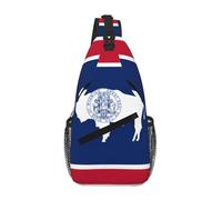 BOAIHH Sac de poitrine de grande capacité avec drapeau du Wyoming, confortable et décompressif, adapté pour les voyages, le travail et l'extérieur
