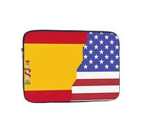 BOAIHH Sac d'ordinateur léger, motif imprimé drapeau américain espagnol, adapté pour les voyages d'affaires, le travail, les trajets, Noir , 15 inch