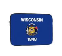 BOAIHH Sac d'ordinateur léger, superbe motif imprimé drapeau de l'État du Wisconsin, adapté pour les voyages d'affaires, le travail, les trajets, Noir , 10 inch