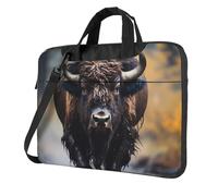 BOAIHH Sac léger pour ordinateur portable avec imprimé bison d'Amérique du Nord, beau et simple pour les voyages d'affaires au bureau, Noir , 13 inch