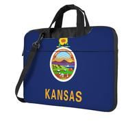 BOAIHH Sac léger pour ordinateur portable avec imprimé drapeau de l'État du Kansas, beau et simple pour les voyages d'affaires au bureau, Noir , 14 inch
