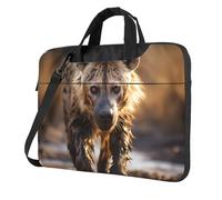 BOAIHH Sac léger pour ordinateur portable avec imprimé hyène solitaire tendance, beau et simple pour les voyages d'affaires au bureau, Noir , 14 inch