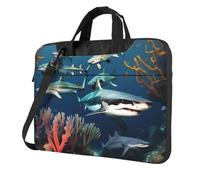 BOAIHH Sac léger pour ordinateur portable avec motif de requins tendance sous la mer, beau et simple pour les voyages d'affaires au bureau, Noir , 14 inch