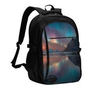 BOAIHH Snow Mountain Aurora Sac à dos grande capacité avec compartiment indépendant pour soulager la pression