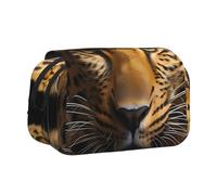 BOAIHH The Deep Eyed Leopard Trousse à stylos à double clapet Impression pleine largeur Convient pour les croquis, les voyages et l'école