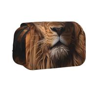 BOAIHH The Lion's Gaze Trousse à stylos double clapet Impression pleine largeur Convient pour les croquis, les voyages et l'école