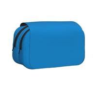 BOAIHH Trousse à stylos à double coque bleue unie avec impression pleine largeur, adaptée pour les croquis, les voyages et l'école