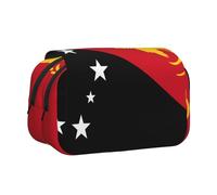 BOAIHH Trousse à stylos double clapet Motif drapeau de la Papouasie-Nouvelle-Guinée Convient pour les croquis, les voyages et l'école