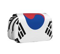 BOAIHH Trousse à stylos double clapet Motif drapeau de la République de Corée Impression pleine largeur Convient pour les croquis, les voyages et l'école
