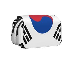 BOAIHH Trousse à stylos double clapet Motif drapeau de la République de Corée Impression pleine largeur Convient pour les croquis, les voyages et l'école