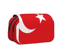 BOAIHH Trousse à stylos double clapet Motif drapeau de la Turquie