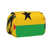 BOAIHH Trousse à stylos double clapet Motif drapeau de Sao Tomé-et-Principe Impression pleine largeur Convient pour les croquis, les voyages et l'école