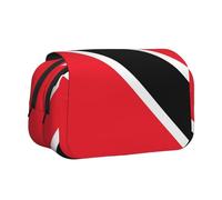 BOAIHH Trousse à stylos double clapet Motif drapeau de Trinité-et-Tobago Impression pleine largeur Convient pour les croquis, les voyages et l'école