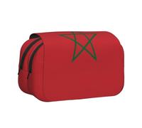 BOAIHH Trousse à stylos double clapet Motif drapeau du Maroc Impression pleine largeur Convient pour les croquis, les voyages et l'école
