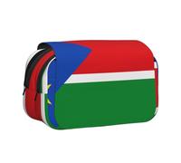 BOAIHH Trousse à stylos double clapet Motif drapeau du Soudan du Sud Impression pleine largeur Convient pour les croquis, les voyages et l'école