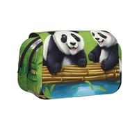 BOAIHH Trousse à stylos double coquillage motif pandas mignons pour esquisses, voyages et école