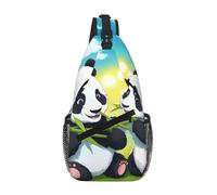 BOAIHH Two Happy Pandas Sac de poitrine de grande capacité confortable et décompressif, adapté pour les voyages, le travail et l'extérieur