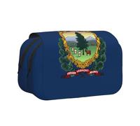 BOAIHH Vermont State Flag Trousse à stylos à double clapet Impression pleine largeur Convient pour les croquis, les voyages et l'école