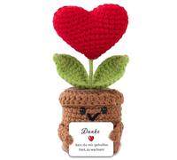 BOAITE Cadeaux de remerciement, muguet positif, porte-bonheur, muguet tricoté, cadeau pour amis, collègues et famille, pomme de terre positive en allemand (cœur d'amour rouge)