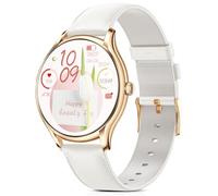 BOALZETD Montre Connectée Femme Écran AMOLED 1,43", Smartwatch IP68 avec Surveillance Rythme Cardiaque/SpO2/Cycle Menstruel/Sommeil, 120+ Modes Sport, Design Ultra-Fin Élégant (Or Rose/Blanc)