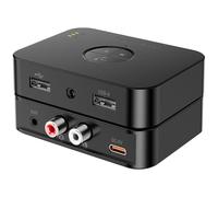 Boannice Récepteur Audio Bluetooth 6.0 avec Port de Charge USB, Sortie Synchrone Dual-Link et AUX/RCA, Microphone Ultra-Clair à Réduction de Bruit, Fonctionnalité de Lecture de Clé USB