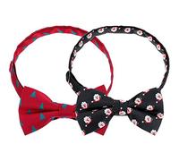 Boao 2 Noeuds Papillons Cravates de Noël Hommes, Périmètre 24-48 cm (Rouge et Noir)