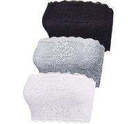 Boao 3 Corsages Ceinturés en Dentelle sans Bretelles (Jeu de Couleur 3, XXL)